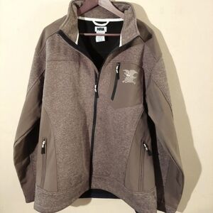 NRA Natiional riffle soft shell fleece lined full zip brown zjacket. Siz…